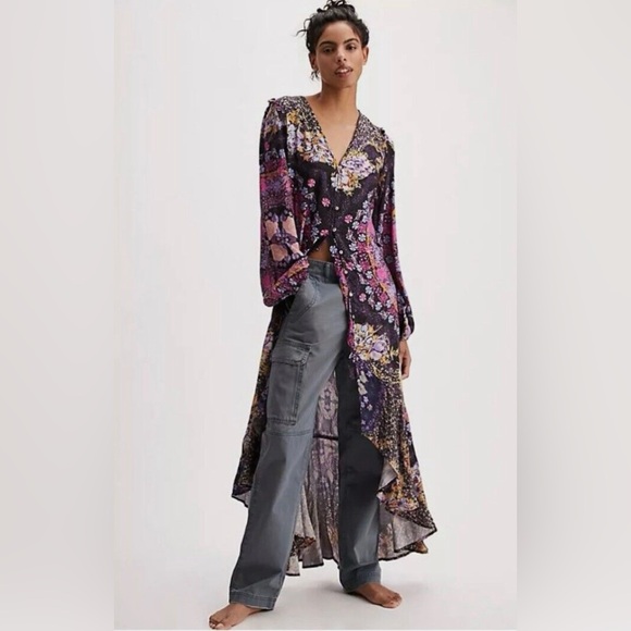 Free People Marais Printed Midi Dress in Black Combo, NWOT. Includes slip, NWOT. - Picture 2 of 16